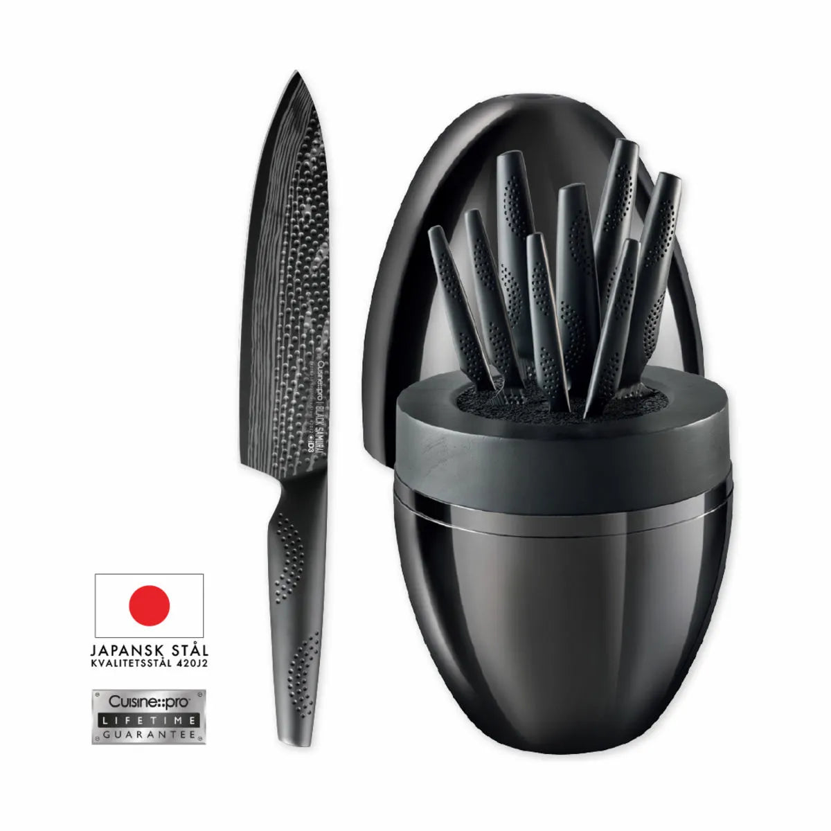 ID3® BLACK SAMURAI™ THE EGG Knivblok - 9 Dele